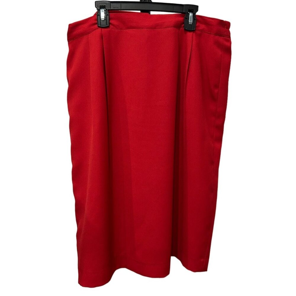 Carlucci Womens Red Knee Length Elastic Panel Waist Skirt Size 18